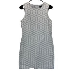 Theory Mayberry Haze Sleeveless Shift Gray White Jacquard Dress 6